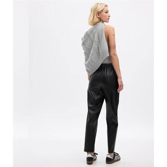 GAP Easy Pant Faux Leather True Black Large - Picture 2 of 8